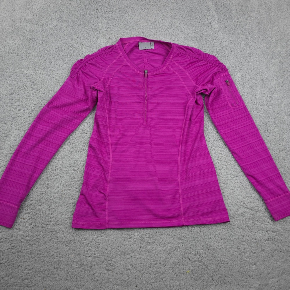 Athleta Long Sleeve Top Half Zip Ruched Athletic Purple Size M - Picture 3 of 8